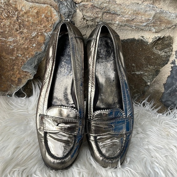 Tory Burch Clatyon Loafers Metallic Color Anthracite size 8 - Picture 1 of 7